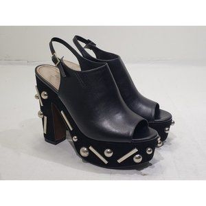 Donald Pliner Norra Womens Platforms Heels Studded Accent Peep Toe Black Size 8M